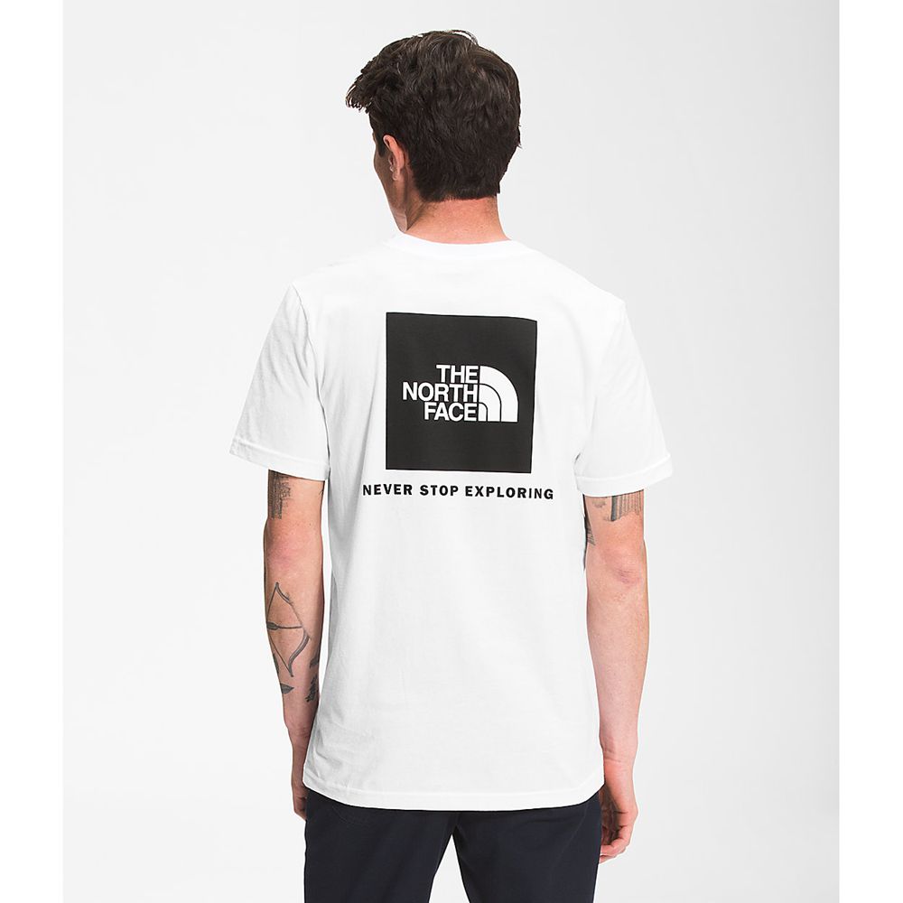 The North Face T-Shirts Mens Australia - The North Face Short Sleeve Box Nse White / Black Never Sto